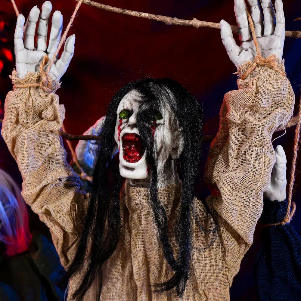 Halloween Hanging Ghost Decoration Long Hair Scary Ghost Haunted House Secret Room Horror Atmosphere Party Props Indoor Outdoor