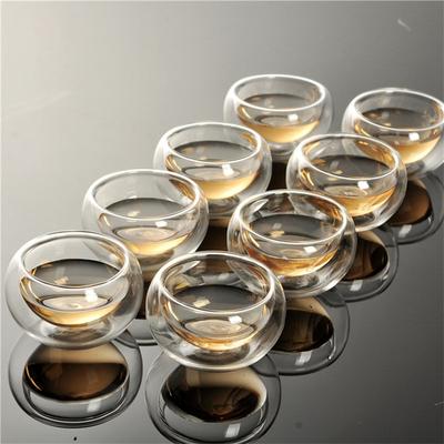 Set da 6 pezzi 50ml Vetro a doppia parete trasparente resistente al calore Piccola tazza da tè Kung Fu Tazze da degustazione Servizio da tè Tazzine da tè cinesi