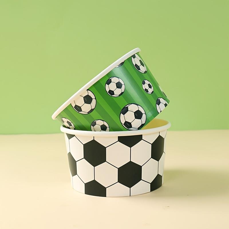 10PCS Soccer Theme Disposable Paper Cups and Bowls Set, Snack Serving for Birthday Baby Shower Party