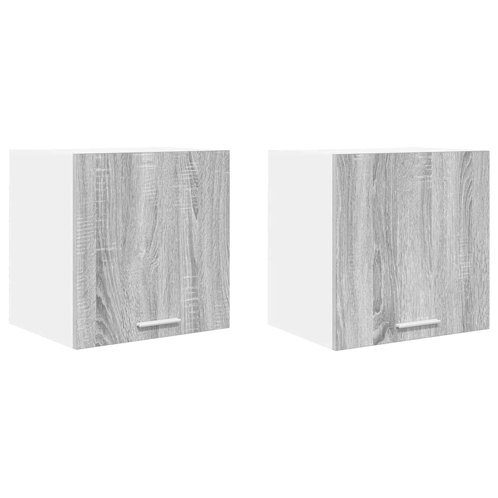 Hanging Cabinet with Door 2 pcs Grey Sonoma and White 40 x 31 x 40 cm
