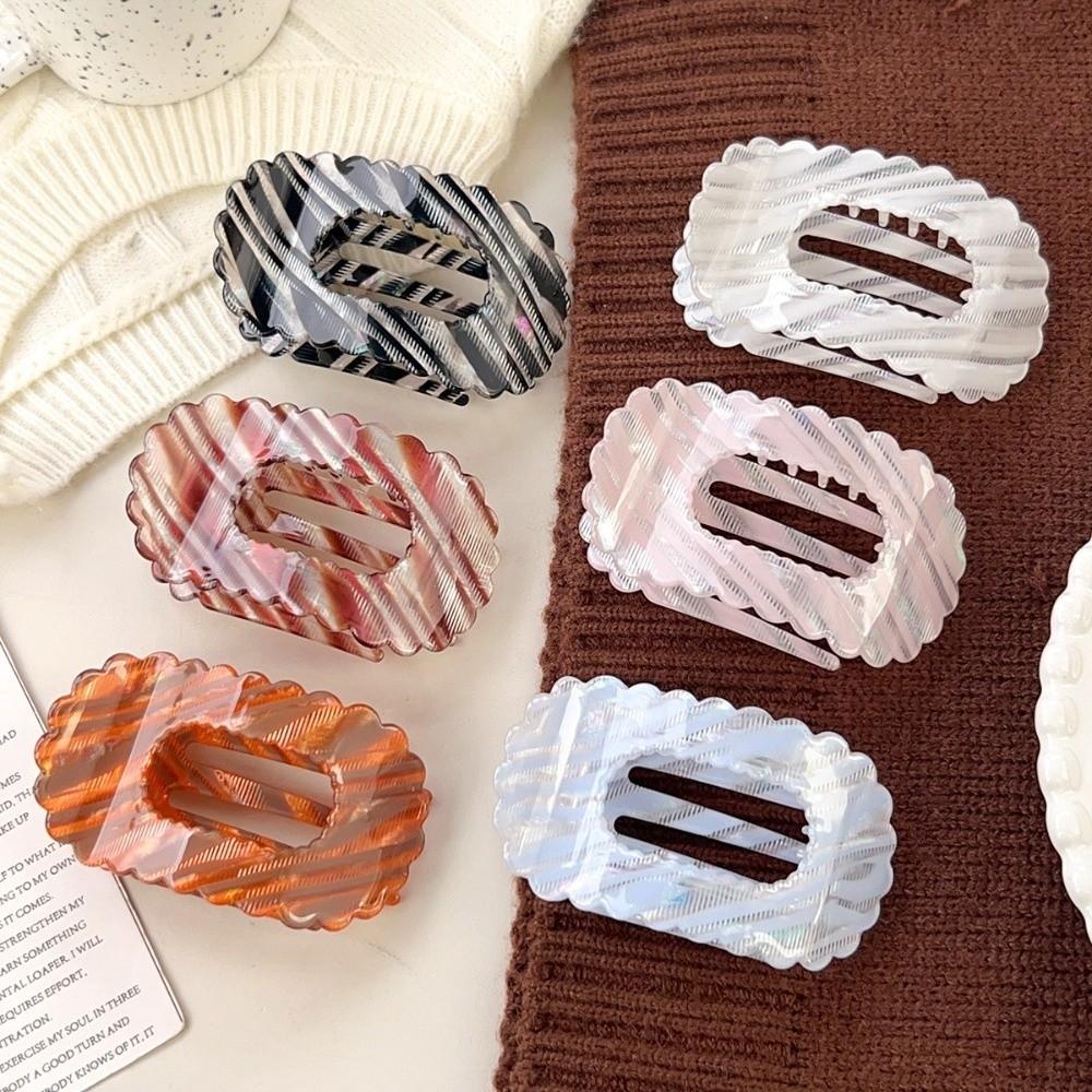 Elegant Large Size Hair Clip Premium PVC Flat Shell Side Clip Hollow Strip 9.5CM Hair Claw Leisure Vacation Headwear