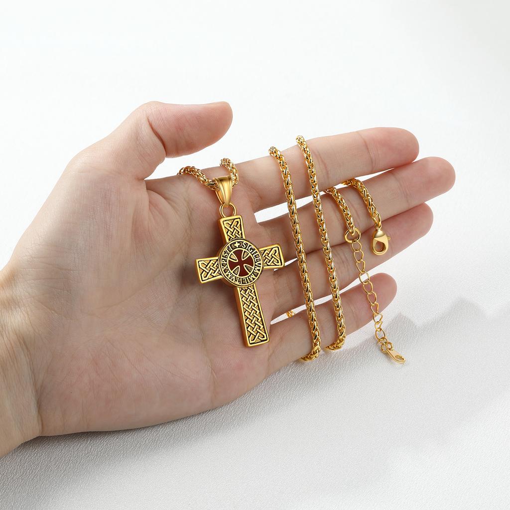 U7 Templer Halsketten aus Edelstahl für Herren Ritterkreuz Schild Anhänger 3D Geprägtes Amulett Symbol Christlicher Unisex Schmuck Geschenk
