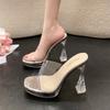 Mode Sommer Damen Pumps Sandalen Jelly Slipper Offene Quadratische Zehe Hohe Absätze Damen Sexy Transparent Slipper Schuh Absatz Klar Sandalen