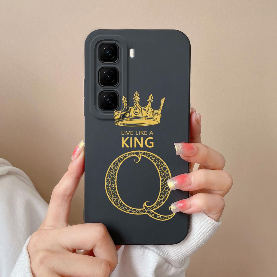 For Infinix Hot 50 Pro Plus Case Couple A-Z Letter Upgrade Camera Protection Soft Liquid Silicone Back Cover For Hot50 4G 5G