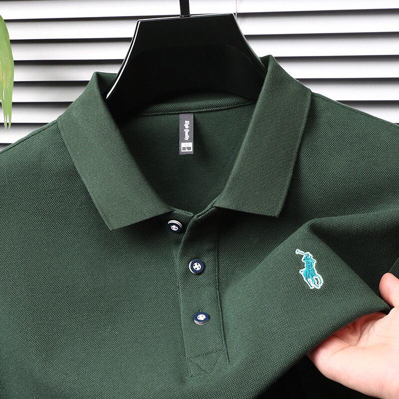 Men's Premium Striped Long-Sleeve Polo Shirt - Pure Cotton, High-End Business Wear