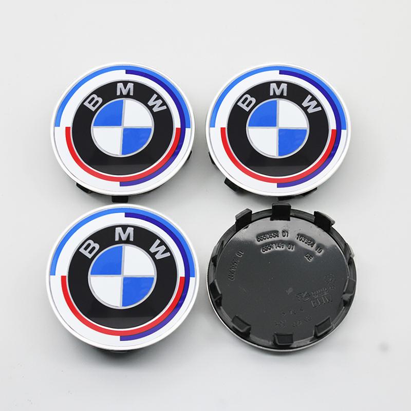 AAAON1 1/4/7Pcs Car Front Rear Logo Hub Center Cover Steering Wheel Center Emblem Stickers For BMW 50th Anniversary E60 E93 G01 E87 G20
