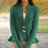 Autumn and Winter New Solid Color Retro Knitted Cardigan Women's V-neck Ruffled Hem Sweater Jacket