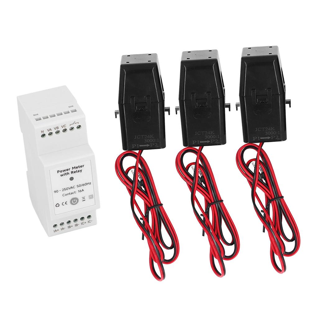 WiFi Eenrgy Meter with 3 CT Clamp Built in Relay 3 Phase 4 Wire KWh Power Electricity Monitoring Meter 90 250VAC