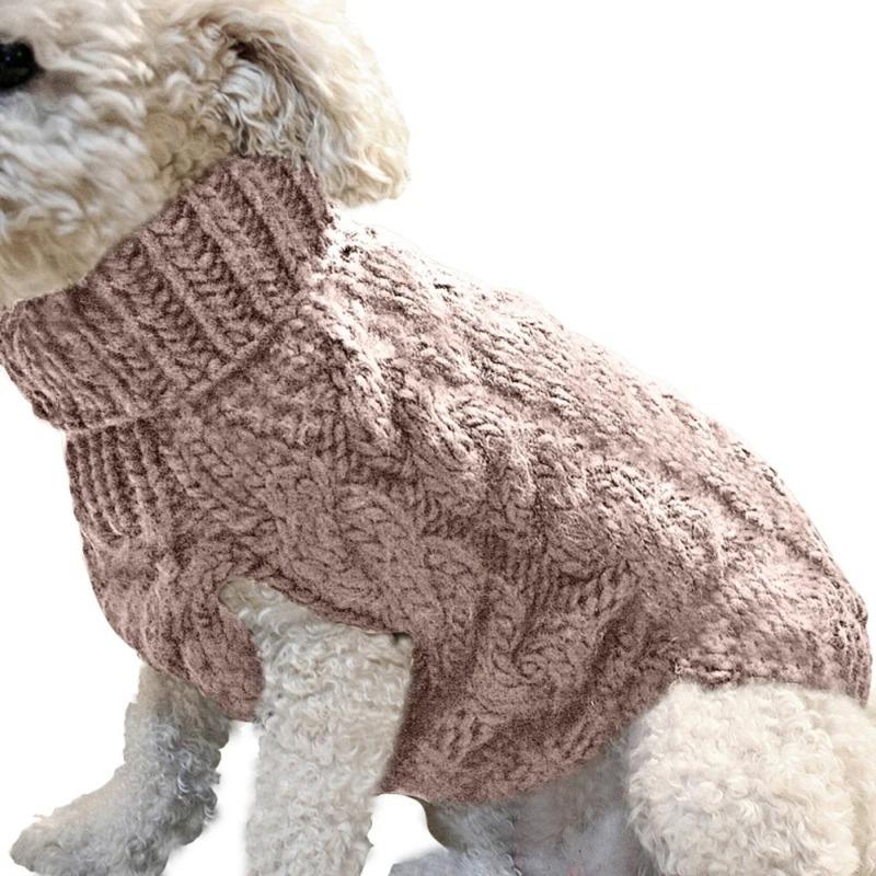 New Pet Small Pet Dog Clothes Sweater Fashion Autumn Winter Solid Fried Dough Twists Knitting Warm Comfort Clothing Wholesale