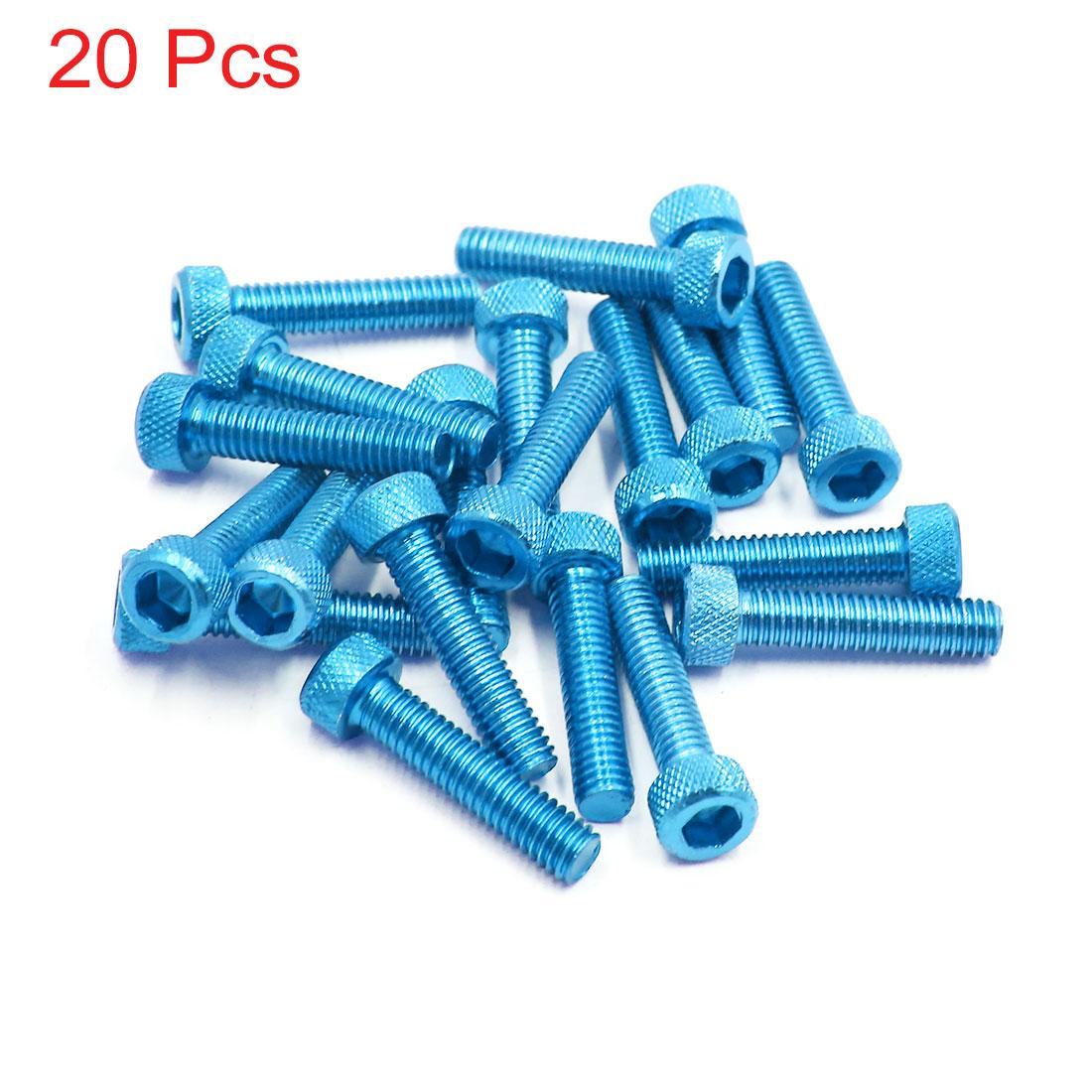 

20/30/50pcs M5/M6x30mm Bolts Screws Aluminum Alloy Universal Motorcycle Car Hexagon Socket Fastener Bolts Screws 20Pcs M6x30mm Blue