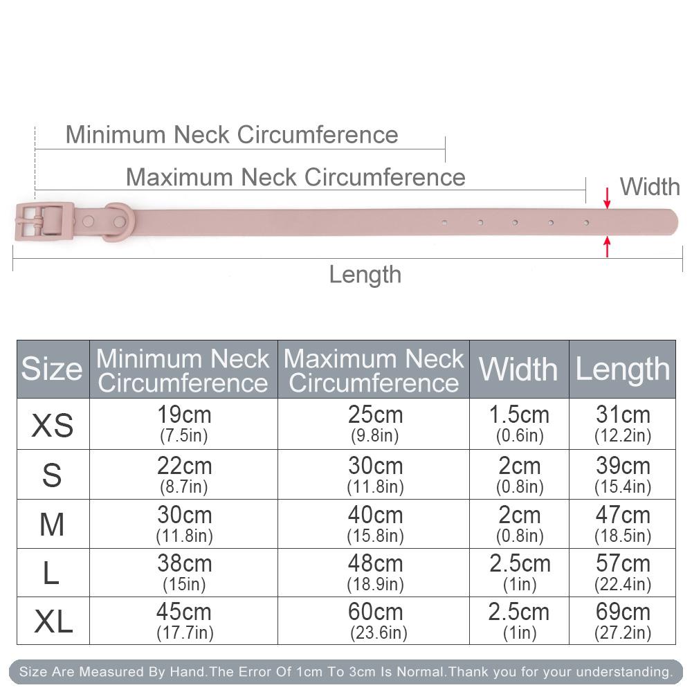 XS/S/M/L/XL Dog Collar Adjustable PVC Waterproof Pet Cat Collar for Small Medium Big Dogs Imitation Silicone