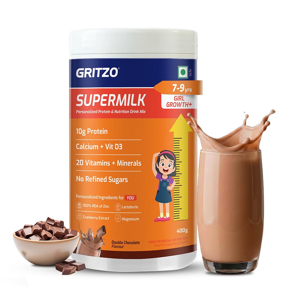 Gritzo SuperMilk Growth+ (7-9y Girl), Double Chocolate, 400g