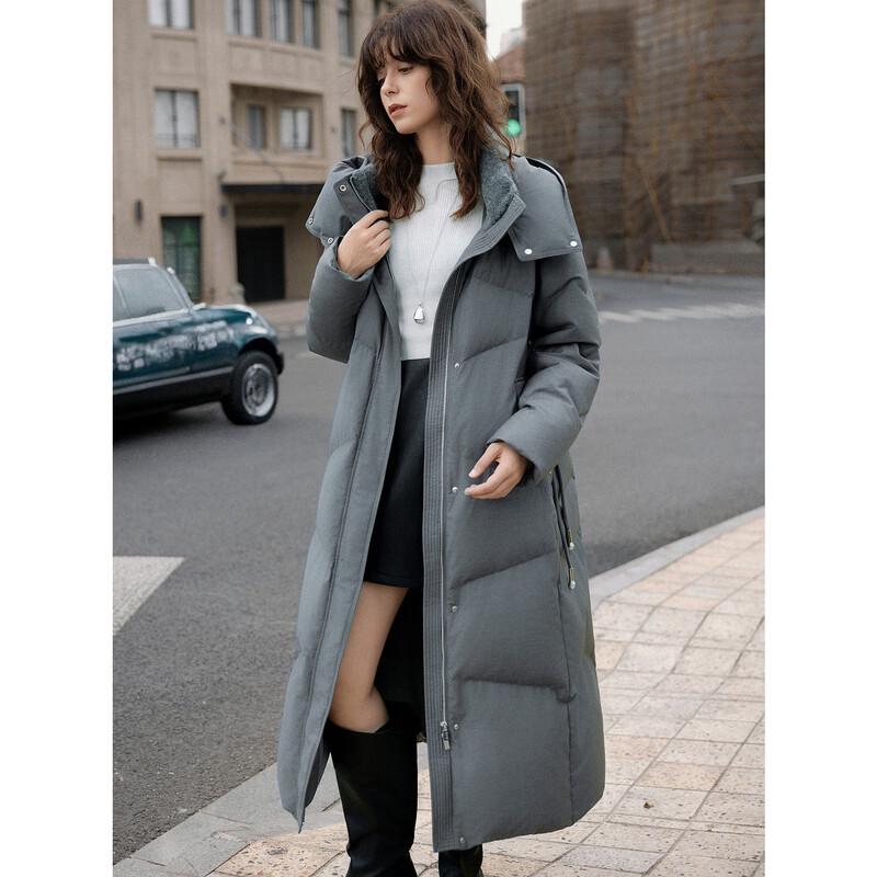 ELLE Women's Long Hooded Down Jacket