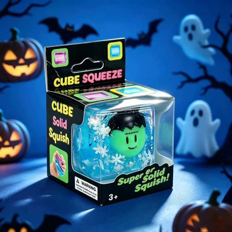 Neue leuchtende Halloween-Gruselwürfel Cartoon Weich zum Kneten ASMR Entspannung Partygeschenke