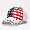 Amerikanische Flagge Baseballkappe Glitzer Nieten Flagge Denim Hip Hop Hut Outdoor Casual Stil Mann Unisex Hut für Frauen Mädchen