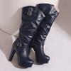 Dames høye hæler støvletter høst og vinter nye sexy temperament tykk hæl firkantet tupp stor størrelse medium støvletter