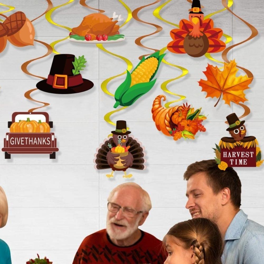 Cartoon Turkey Spiral Ornaments Celebration Party Decoration Supplies Indoor Outdoor Decorations