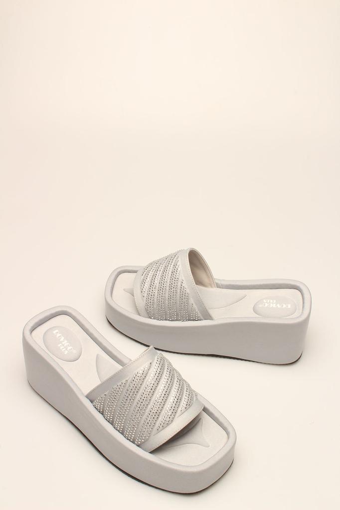 Damenmode Slipper Silberner Satin Stein Slipper