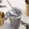 Compact Size Stainless Steel Mug Travel Coffee Cup Easy Sipping Lid With Straw