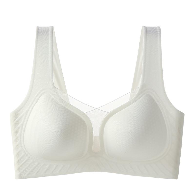 Seamless Bra Women's Soft Support Perforated Cup Underwear Thin Gathering Large Size Bra Full Cup Mesh Strapless Bra