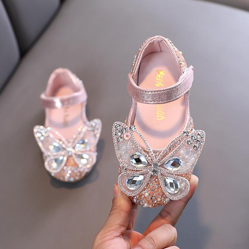 Spring & Fall New Korean-Style Girls' Mary Jane Shoes with Princess Bow & Crystal Rhinestones - for Performance and Dance