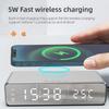 Wireless Charger Time Alarm Clock LED Digital Thermometer Earphone Phone Chargers Fast Charging Dock Station for iPhone Samsung