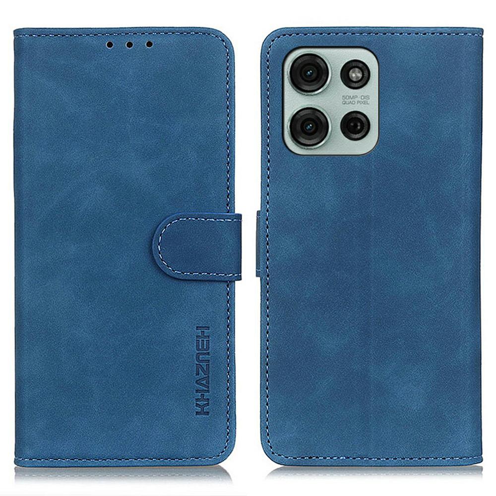 

KHAZNEH For Motorola Moto G75 5G Case PU Leather Retro Texture Phone Cover Blue