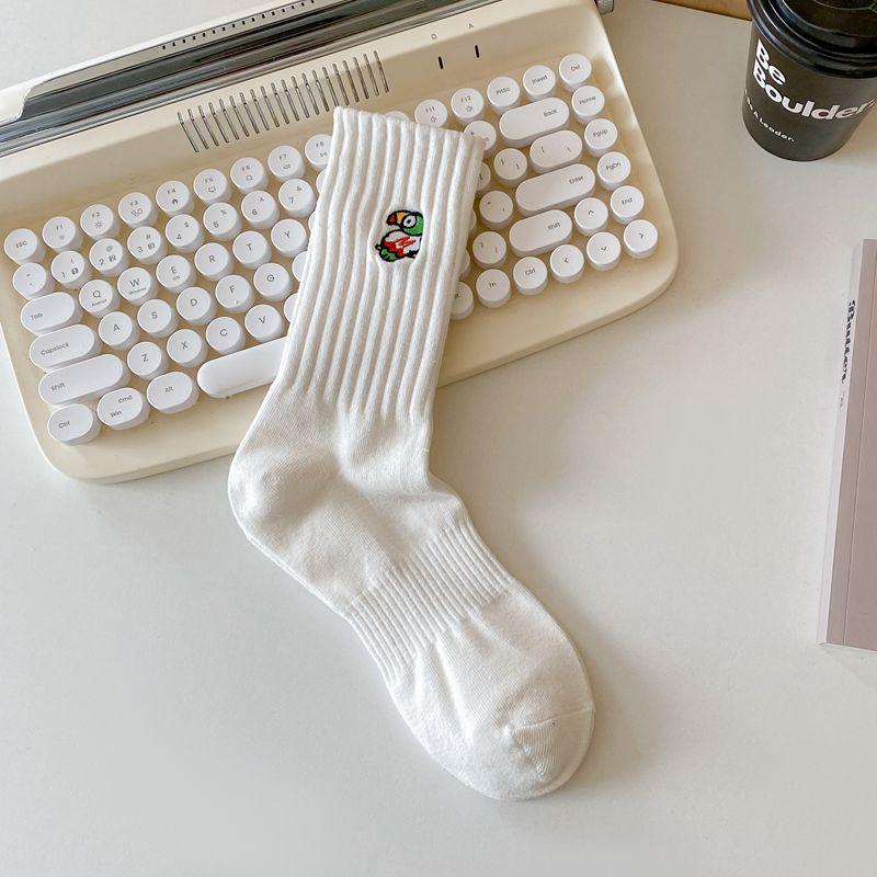 Women's Embroidered Mid-Tube Pile Socks for Autumn/Winter
