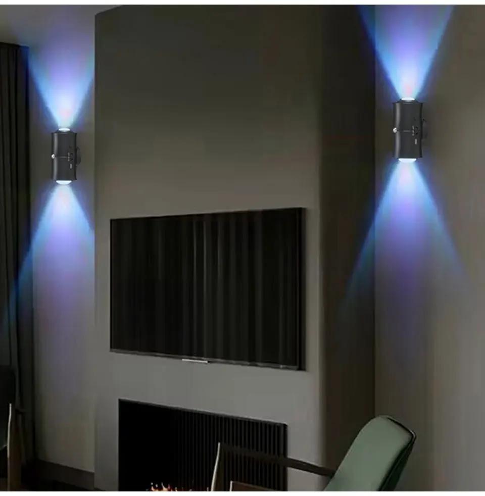 Motion Sensor LED Wall Light RGB Rechargeable Double-head Magnetic Spotlight for Bedroom Hallway Stair Ambient Lighting