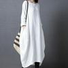 2024 Spring/Autumn Women's Korean Style Loose Plus Size Cotton Linen Long Sleeve Dress