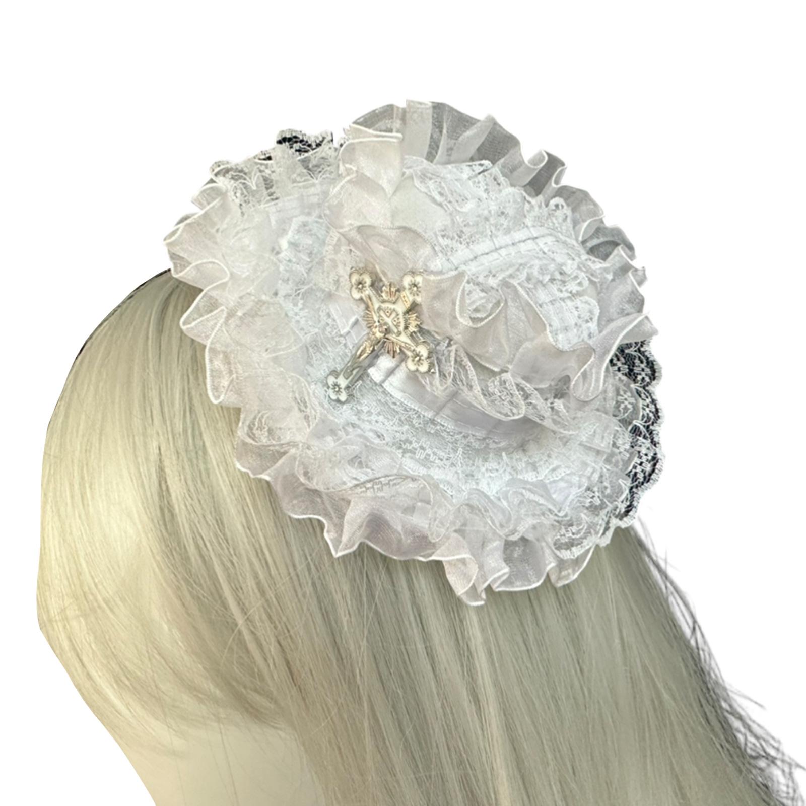

Элегантная кружевная шляпка-заколка для волос для женщин, винтажные аксессуары для волос, украшения для косплей-вечеринок, свадеб, вечеринок и на каждый день белый
