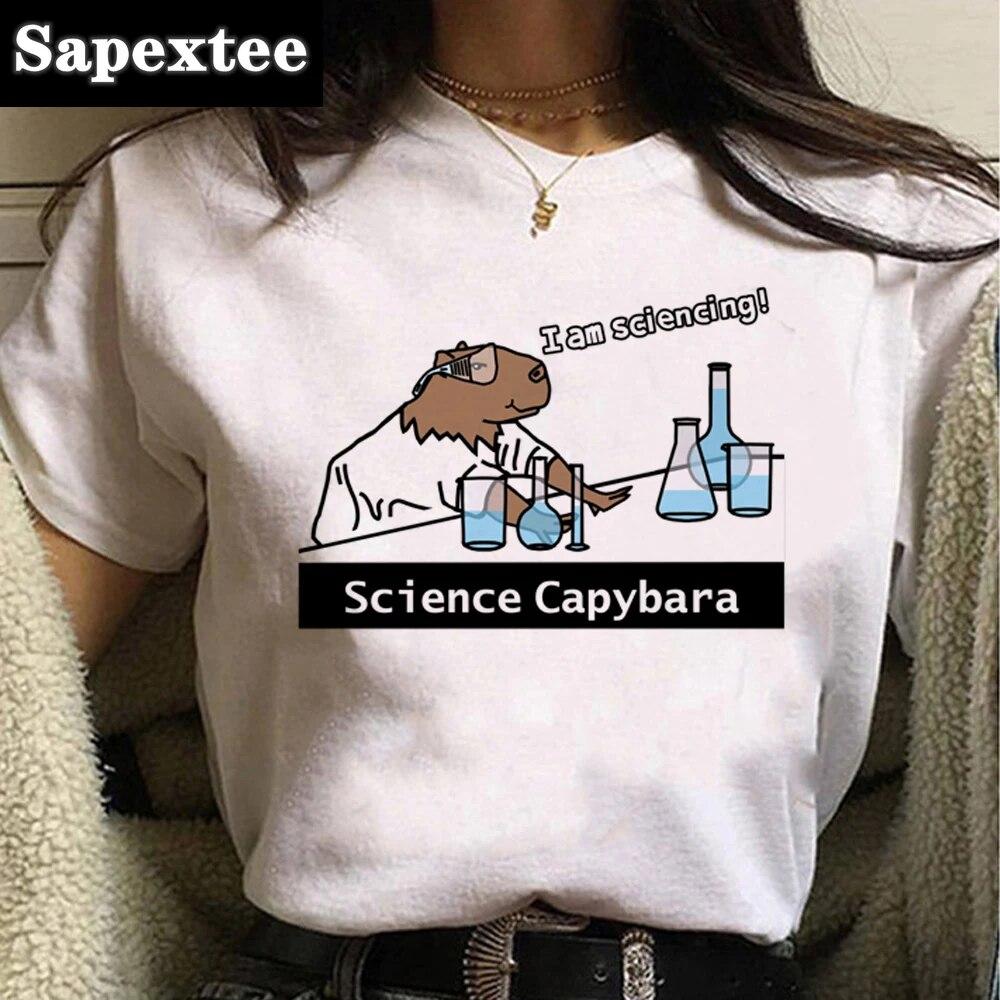 Tričko Capybara Funny Capy narodeniny Grafika Ženy Neformálne Vintage tričká Roztomilá kreslená potlač Streetwear Ženy Tričká s krátkym rukávom