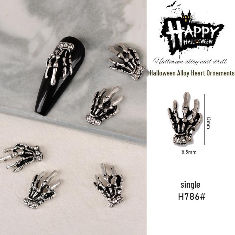 Japanese Metal Nail Art: Halloween Ghost Claw, Skull & Spider Rhinestone Stickers