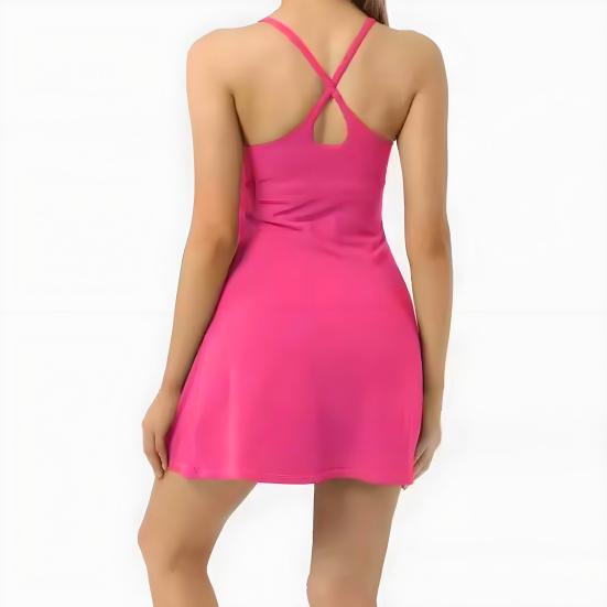 Women's Sleeveless Tennis Dress with Shorts And Pockets Spaghetti Strap Racerback Mini Dress Workout Athletic Dresses for Golf Running