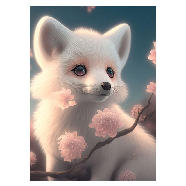 Animal Cute Baby Fox Pink Cartoon Prints Poster Canvas Painting Modern Wall Art Pictures For Living Room Bedroom Home Decoration