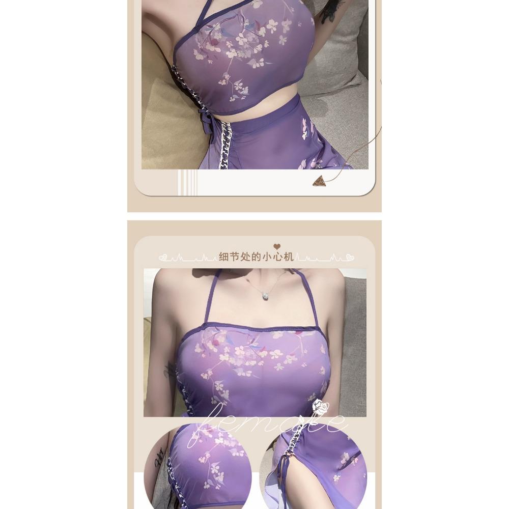 Sex Underwear Women Wholesale Distribution Cross-border Role-playing Retro Sex Hanfu Classical Style Perspective Cheongsam Set