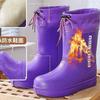 Winter Velvet Warm Lightweight Snow Boots Waterproof EVA Integrated Cotton Rain Boots Medium Tube Shoes