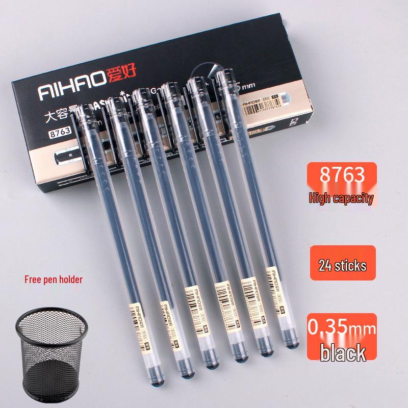 Student Use Ballpoint Pen - 0.35mm Water-Based Black, Red, Blue-Black Ink, Large Capacity