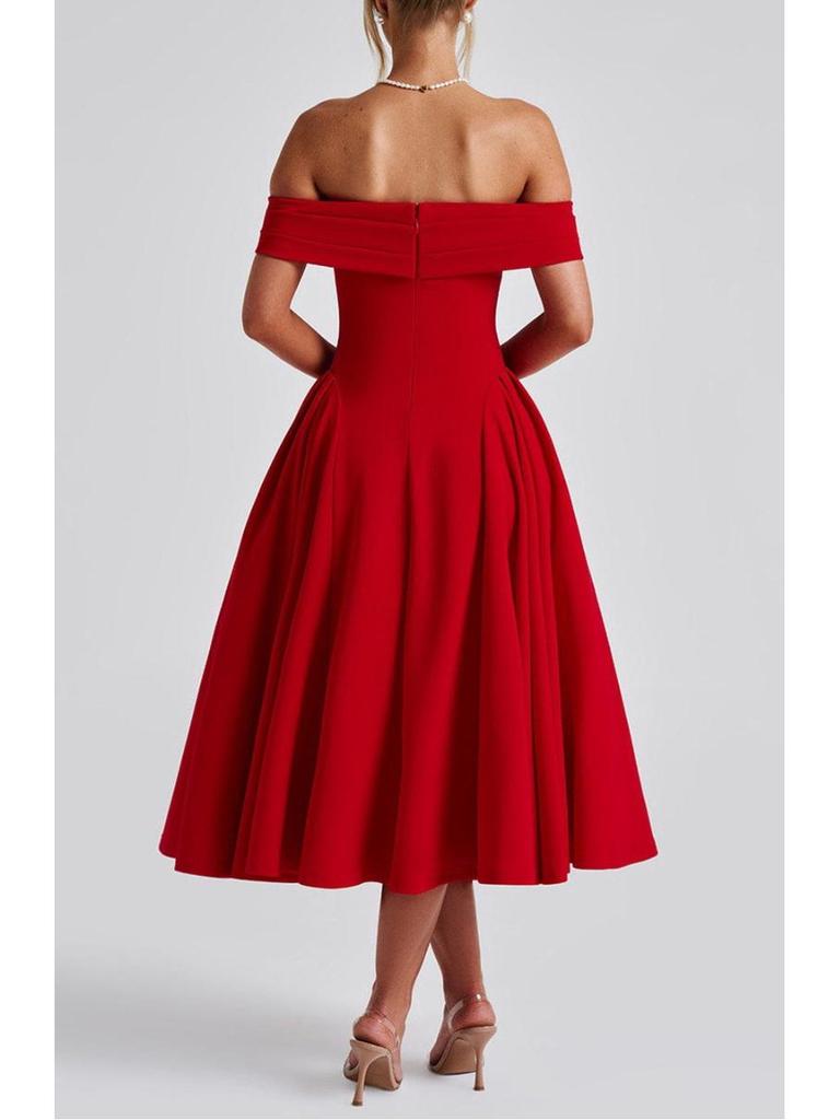 Women's European & American Off-the-Shoulder Backless Dress - Solid Color, Long and Sexy Fashion Style (2026 In Stock)