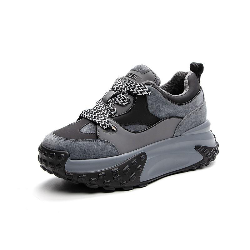 Fashion Autumn and Winter New Little White Shoes Sports Leather  Leisure  Shoes for Women Thick Sole with Elevated Inner Height  Sneaker