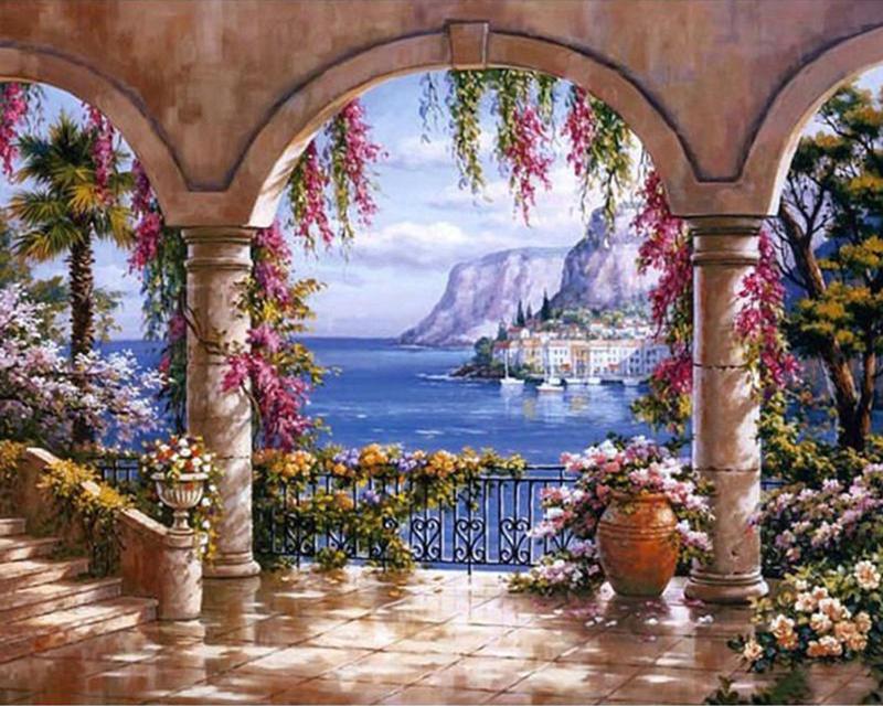 5D DIY Diamond Painting New Landscape Spring Rural House Diamond Embroidery Cross Stitch Flower Branches Dog Animal Rhinestones Mosaic Home Decor