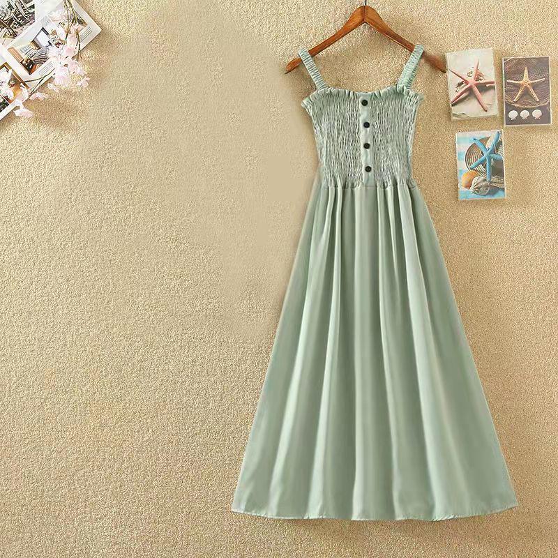 2026 Women's Plus Size Slimming Fairy Camisole Slip Dress with Pleated Hem for Summer