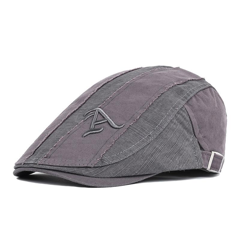 New Men Beret Fashion Embroidery Flat Cap Summer Visor For Male Fashion Vintage Cotton Casual Berets Adjustable