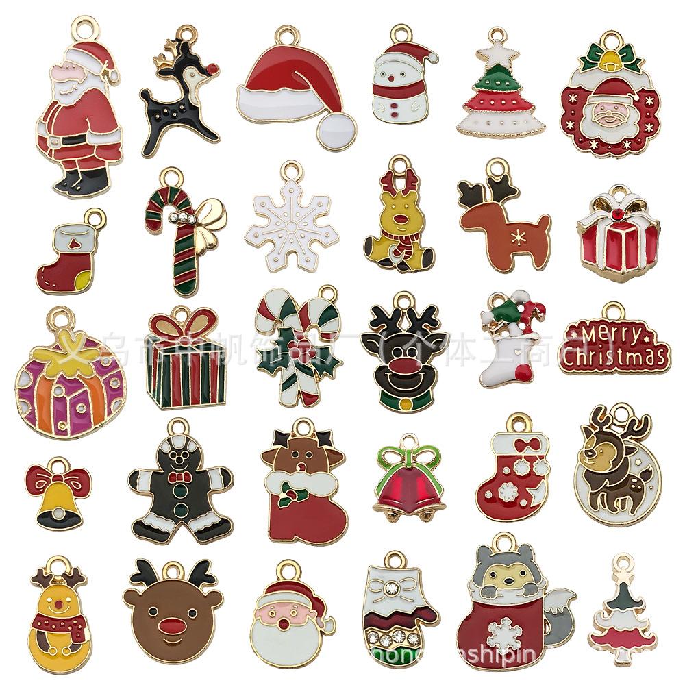 Christmas Series Accessories Pendant Handmade Diy Bracelet Necklace Keychain Earring Pendant Santa Claus Reindeer Snowflakes