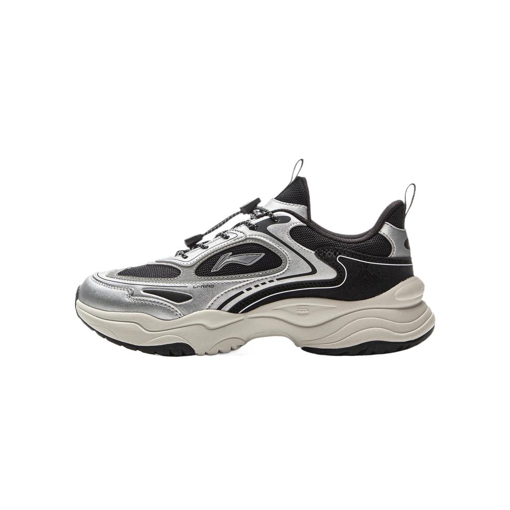 Li Ning Kids Sports Lifestyle Series Comfortable Fashion Versatile Low-Top Casual Shoes Kids Casual Shoes Black Silver YKCV074-11