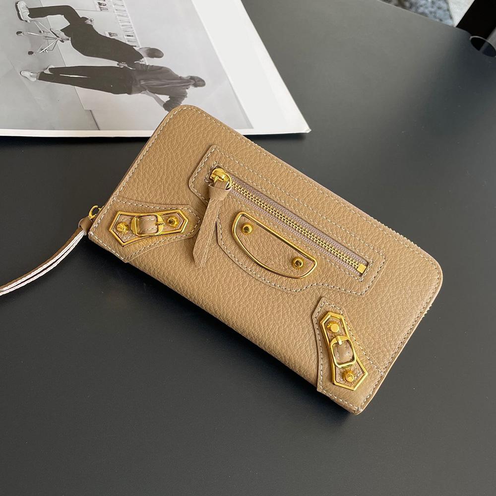 Retro Echtes Leder Damen Geldbörsen Luxus Markenstil Motorrad Lange Geldbörse Ohne Logo Hohe Kapazität Nieten Clutch Tasche Geldbörse