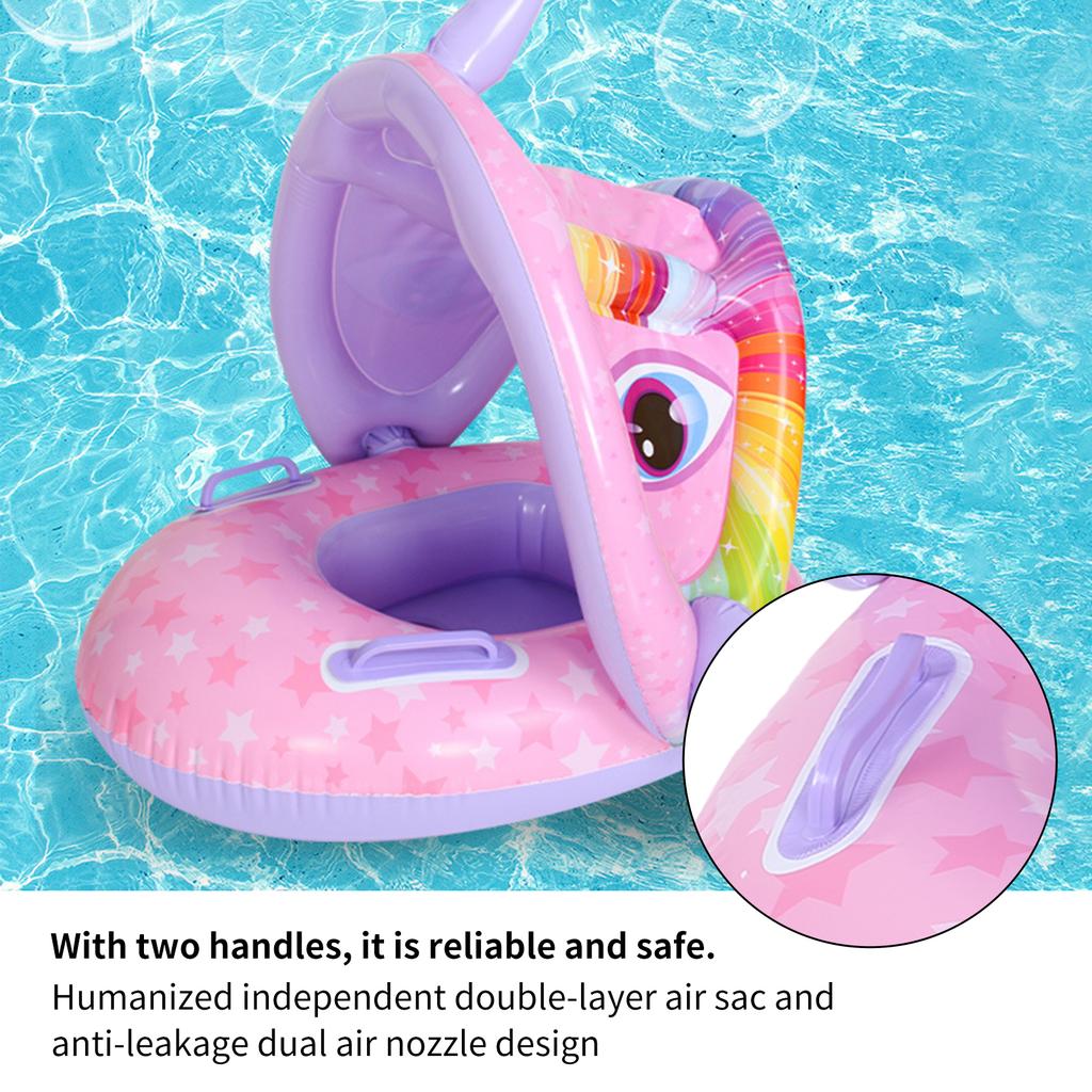 Baby Float Tube Ring PVC Inflatable Toddler Kids Swimming Circle Rings with Sunshade