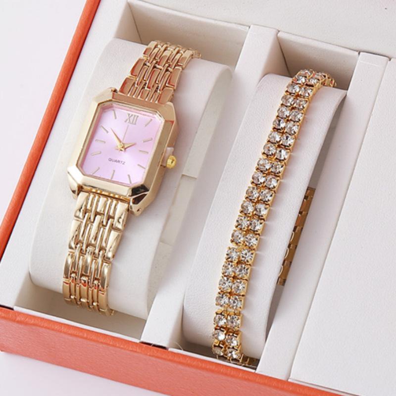 Love Square Fashion Bracelet Watch Popular Alloy Set Women'S Watch