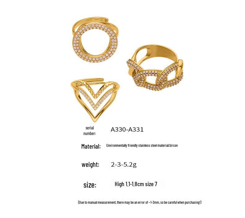 Unisex European-American Style Stainless Steel Zircon Heart Adjustable Pinky Ring