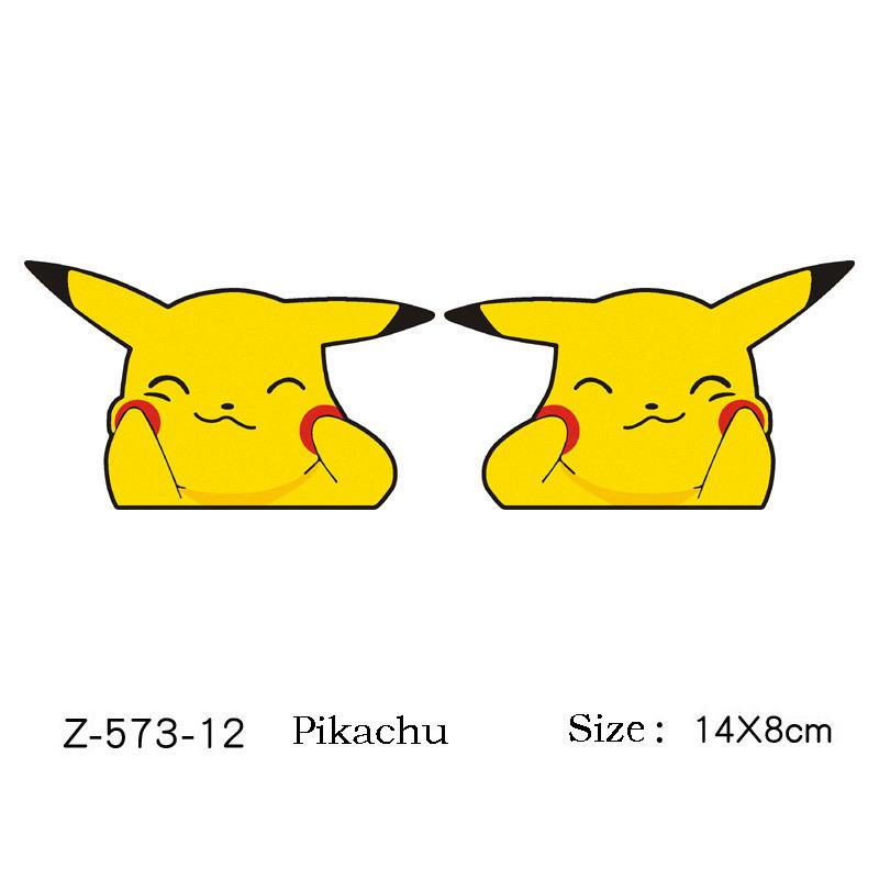 Kawaii Pokemon Pikachu Araba Çıkartmaları Karikatür Stilinde Su Geçirmez Otomatik Cam Sürüş Aynası Çıkartmaları Araba Ön Cam Süslemeleri